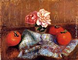 Roses Canvas Paintings - Roses And Persimmons